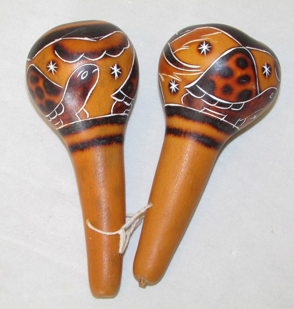 Peruvian Gourd Maracas, Pair