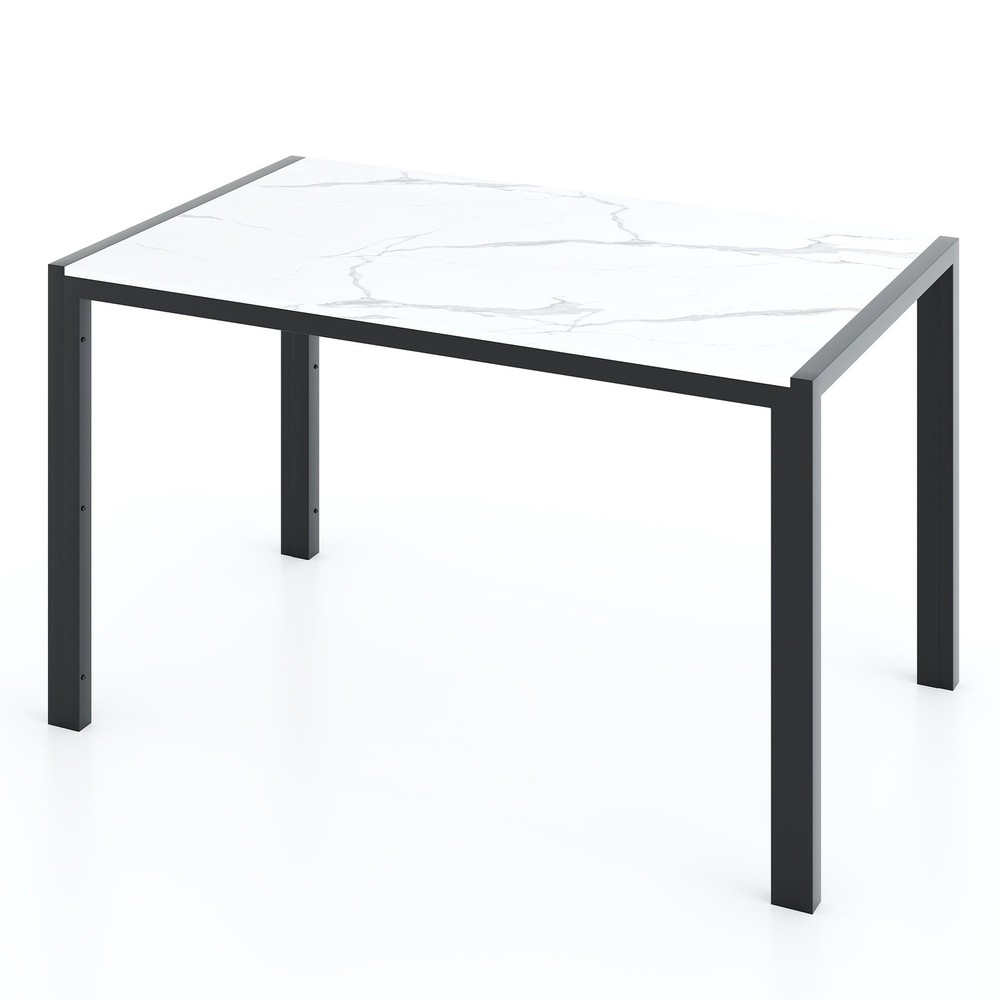Modern 3-Piece Rectangular Dining Table 2 Upholstered Padded Dining Benches