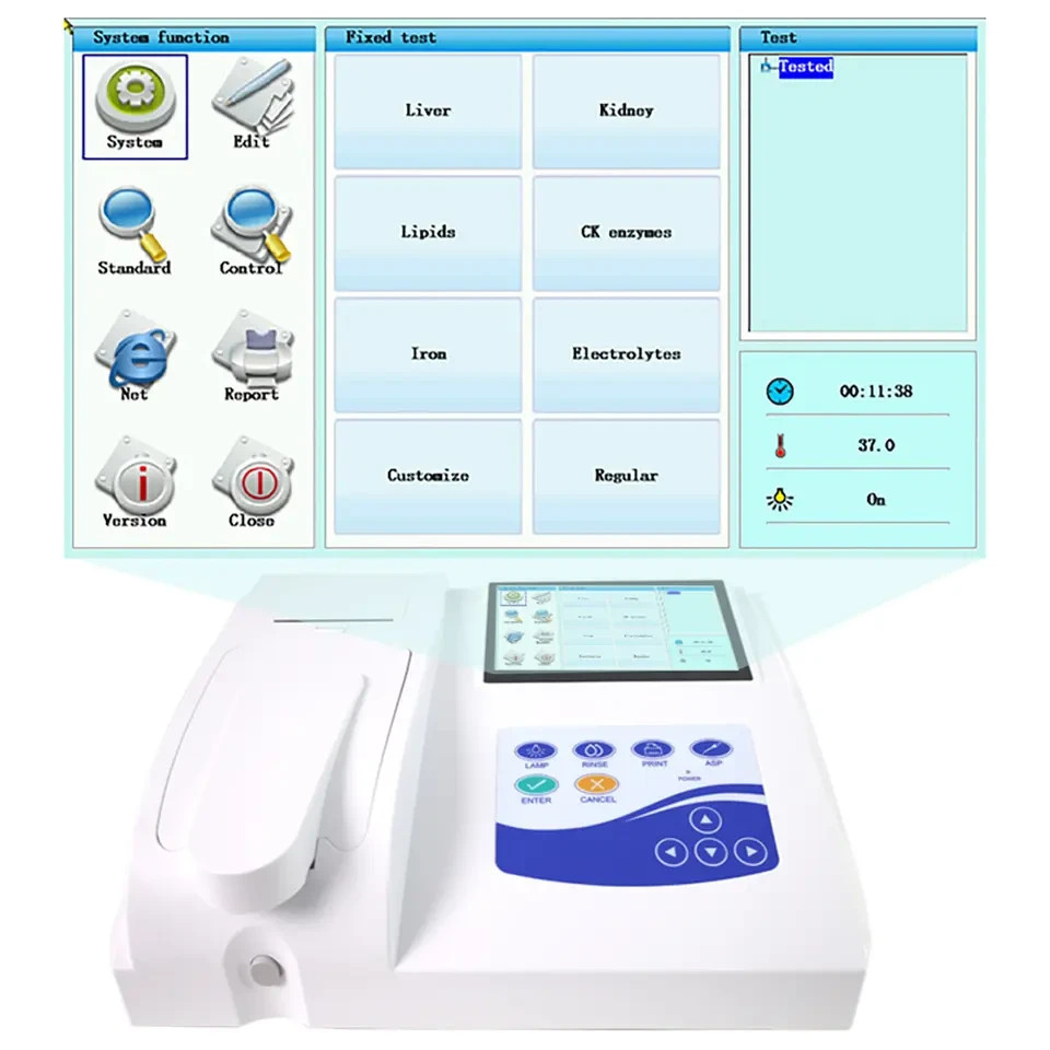 Semi-auto Biochemistry Analyzer 7'' LCD Touch Screen analyzing blood fluid Print