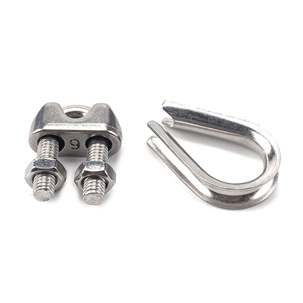 30PCS Car M6 Wire Rope Fixed Clamps with Triangular Ring Stainless Steel