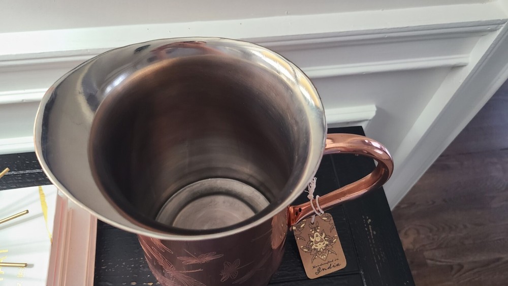 Handcrafted Copper Dragonfly Water Pitcher