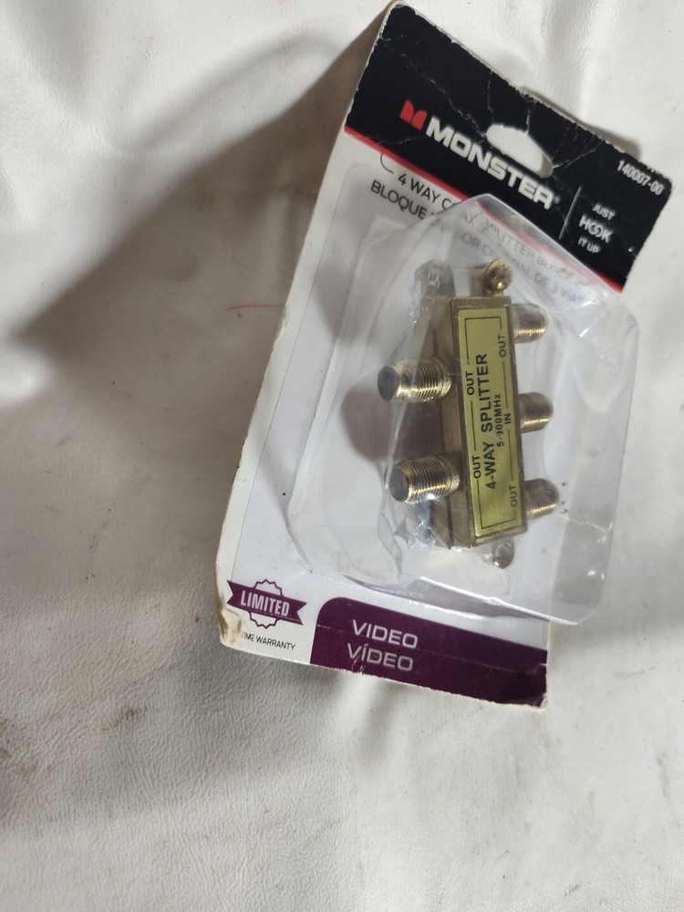 Monster 140007-00 Just Hook It 4 Way Coax Splitter Block