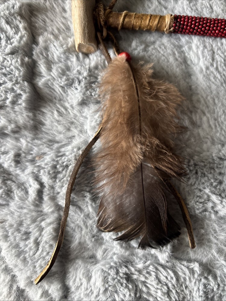 Native American Beaded Antler Peace Pipe EUC