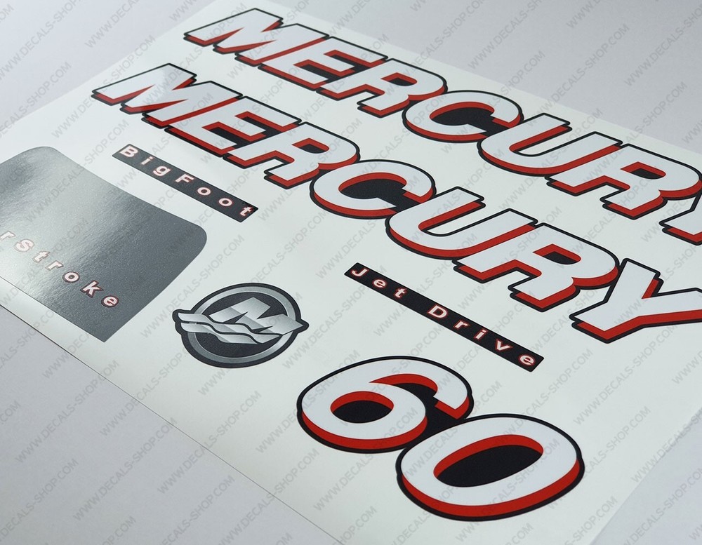 Mercury 60 hp Four Stroke 2006-2010 Set outboard engine decals sticker