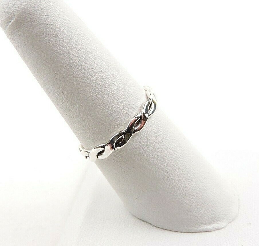 Sterling Silver 3 mm Weaved Band Ring - Free Gift Packaging