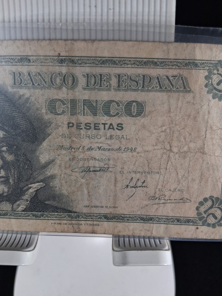 1948 SPAIN 5 PESETAS BANKNOTE