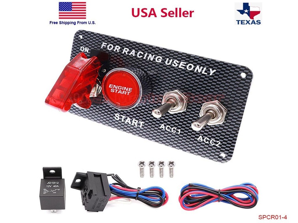 Racing Car 12V Ignition Switch Engine Start Push Button Toggle Panel