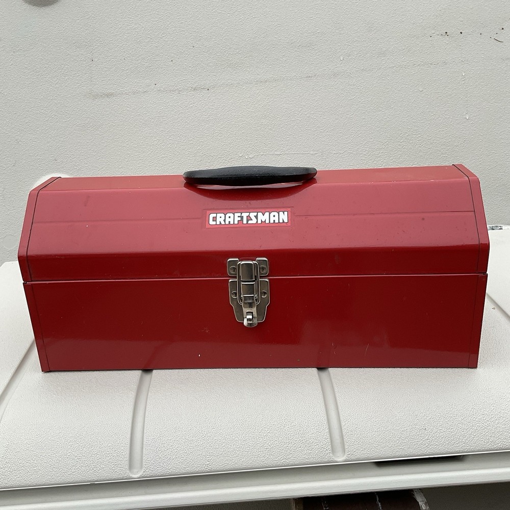Vintage Craftsman Metal Tool Box - Red With Handle