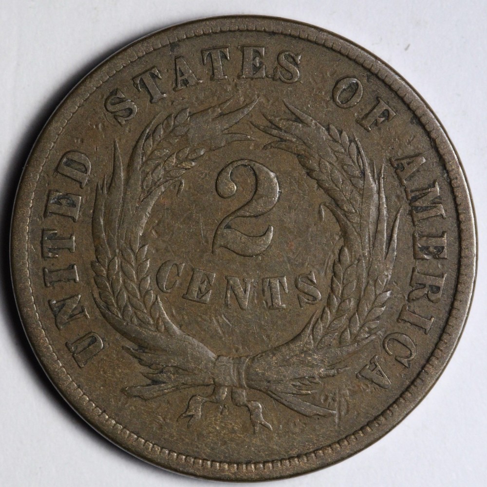 1868 Two Cent Piece VF E197 AKCF