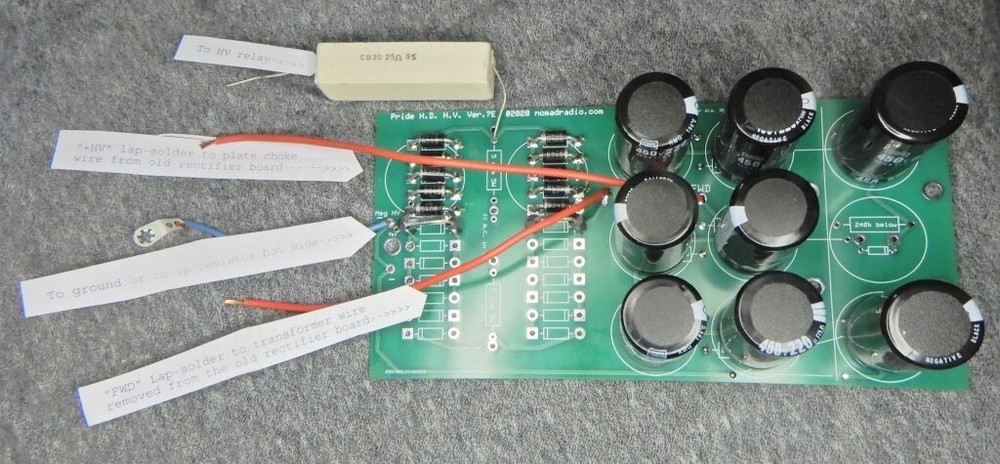 Black Cat JB2000 high-voltage rectifier/filter upgrade pc board.