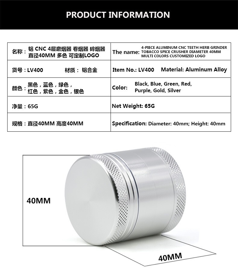 Herb Grinder Spice Quality Grinder 4 Sections Portable Grinder
