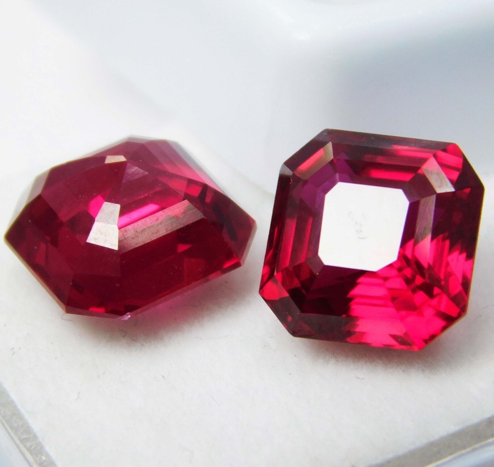 18 Ct AA+ Quality Natural Ruby Red Square Cut CERTIFIED Loose Gemstone Pair