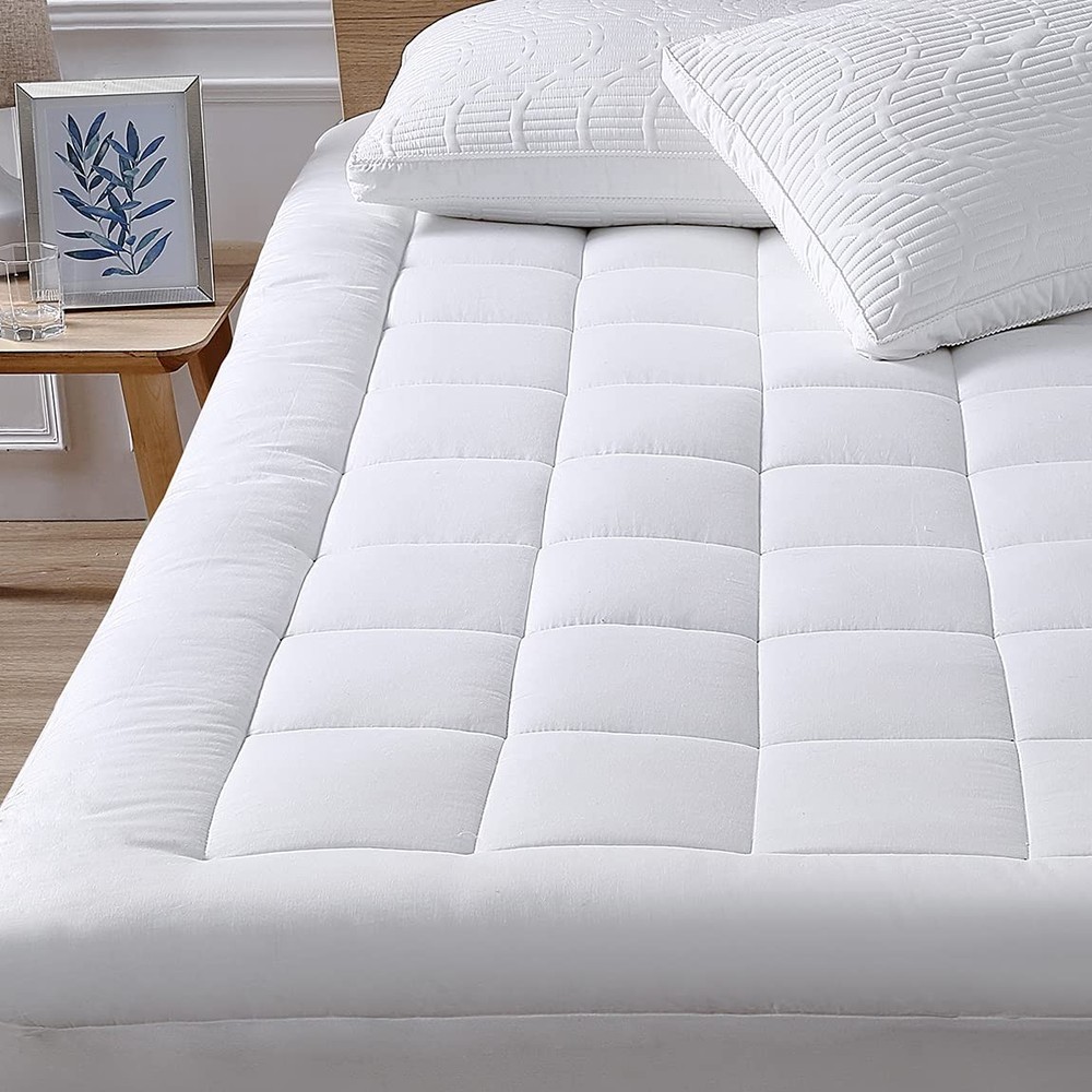 1 Pack Queen Mattress Pad Cover Cooling White Down Alternative Fitted Deep