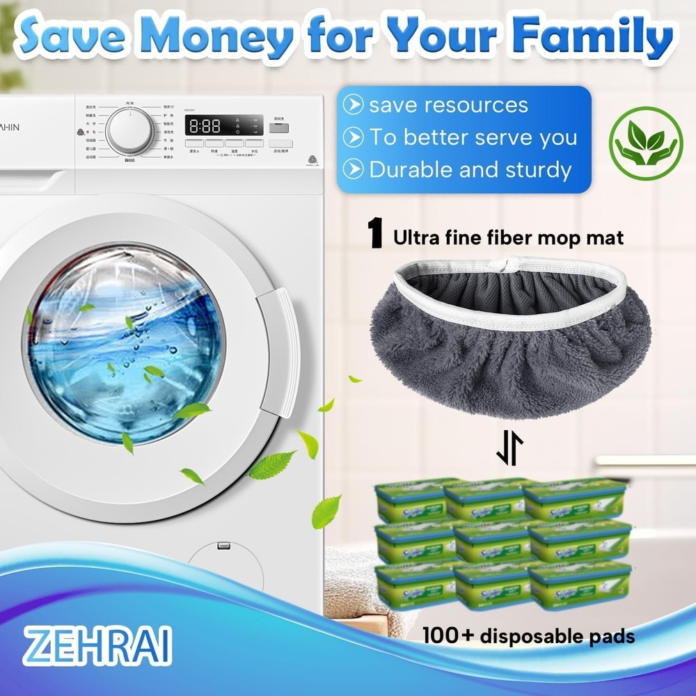 6 Pack Reusable Microfiber Mop Pads Compatible with Swiffer Sweeper Mop