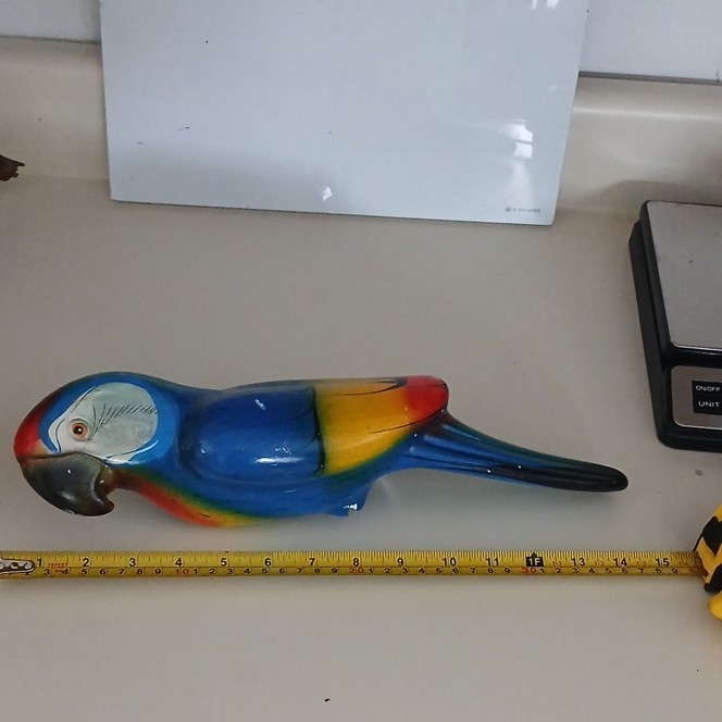 Hand-Painted Ceramic Parrot Figurine, Multicolor, Approx. 14 Inches