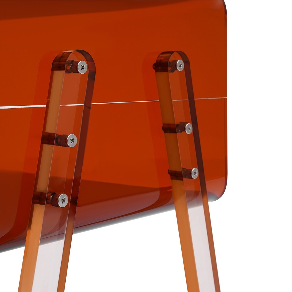 Acrylic Side Table, Brown 2-Tier End Table with Open Storage for Small Spaces