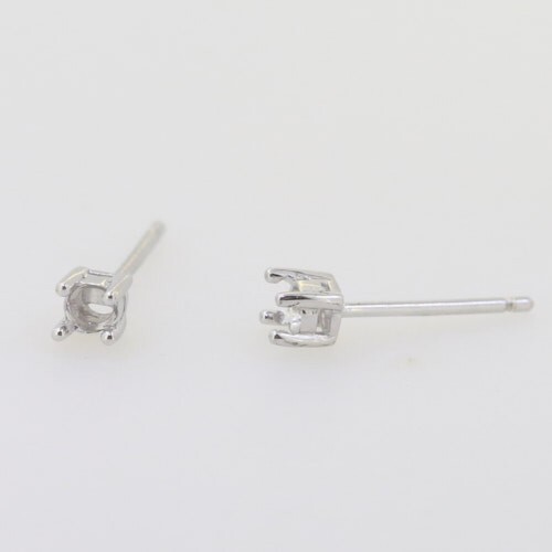 Sterling Silver Semi Mount Earrings Stud Setting Round RD 3x3mm
