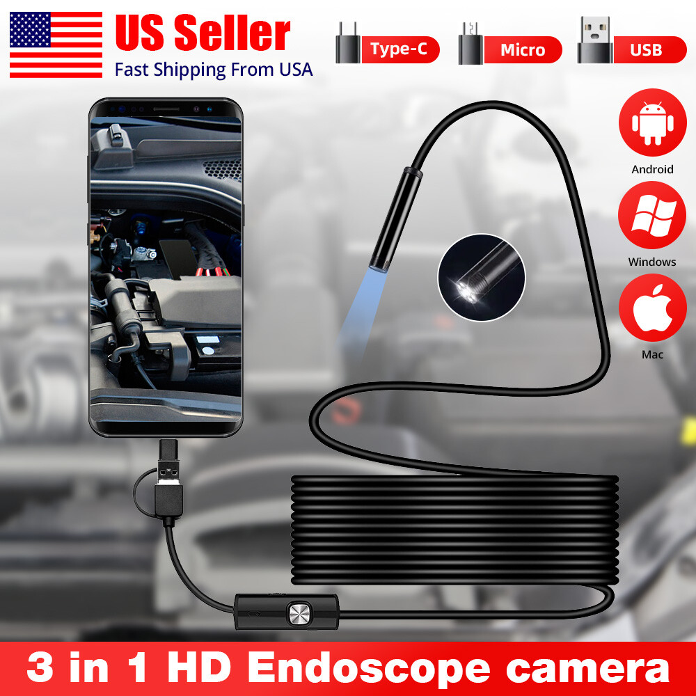 6LED USB Snake Endoscope Borescope HD Inspection Camera Scope For Android Type C