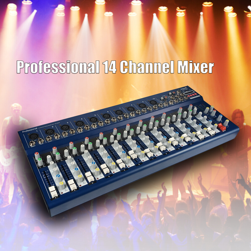 14 Channel Live Audio Mixer Effects Processor Studio Mixing Console Pro DJ Mixer
