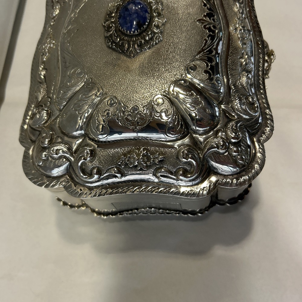 Silver Lapis Stone Jewelry Box