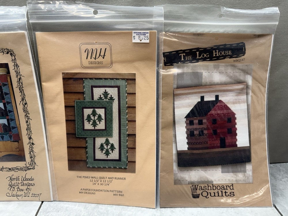 Lot Of 7 Rustic Cabin Outdoors Patchwork Quilt Template Sets Assorted Sizes