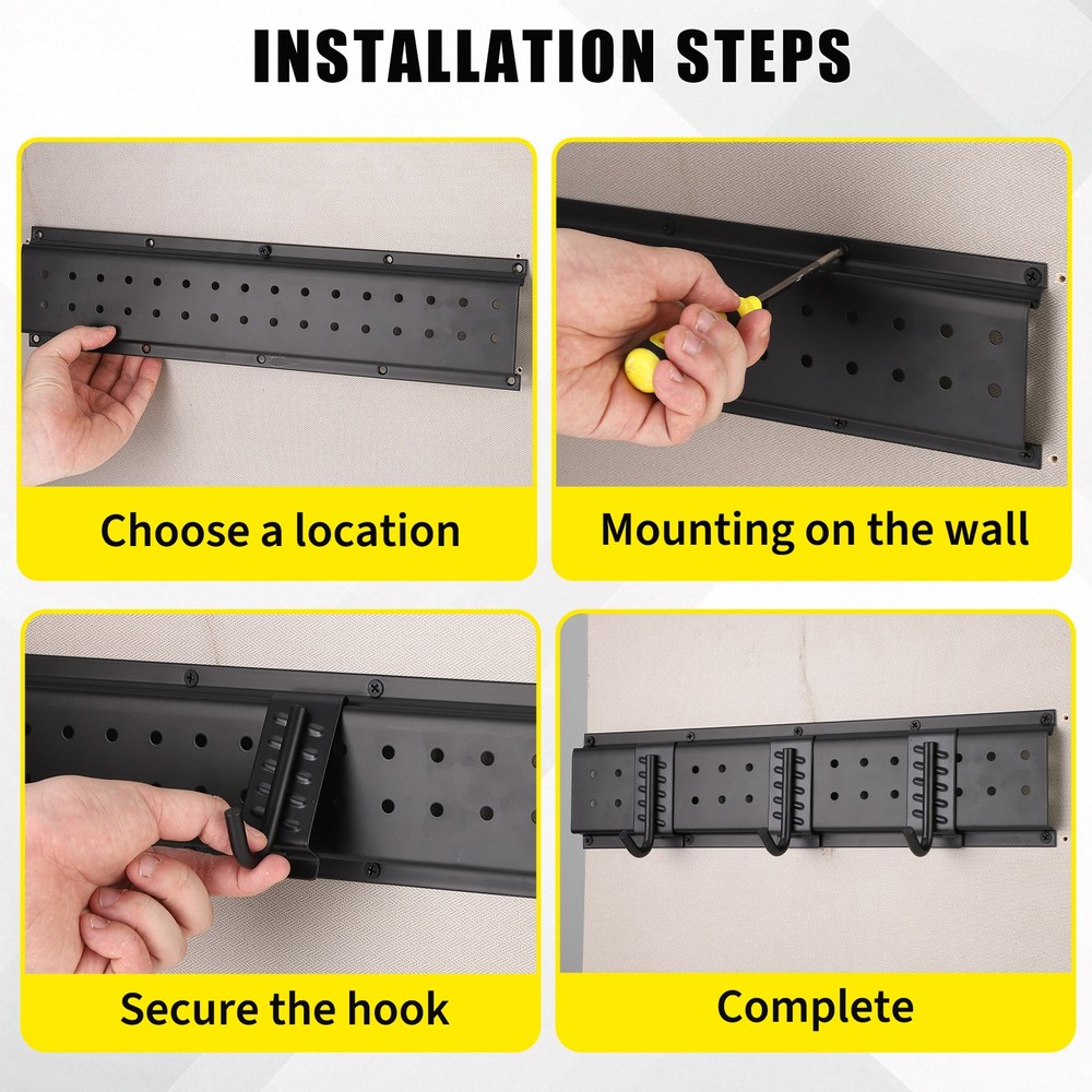 GRAVEE 64 Inch Garage Tool Organizer Wall Mount with 12 Adjustable Hooks Storage