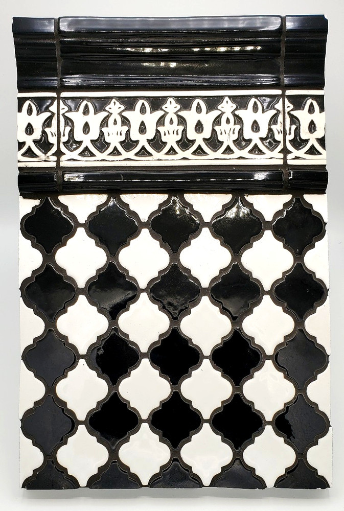 Black & White Ceramic Tile Retail Display Sample - Arabesquette Netted Checker