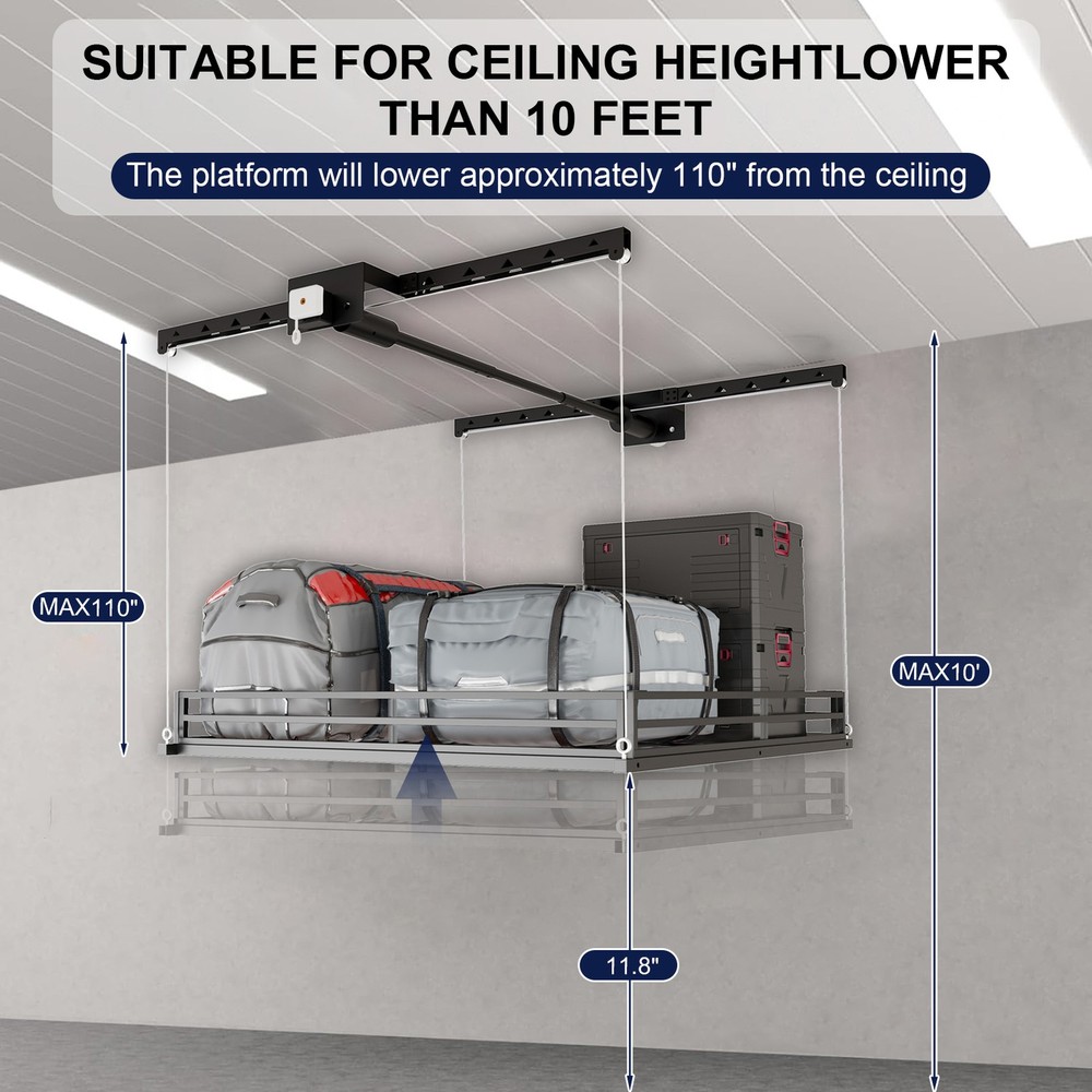 LoJok Heavy-Duty 4x4 FT Overhead Garage Ceiling Storage Rack (Triangular Style)