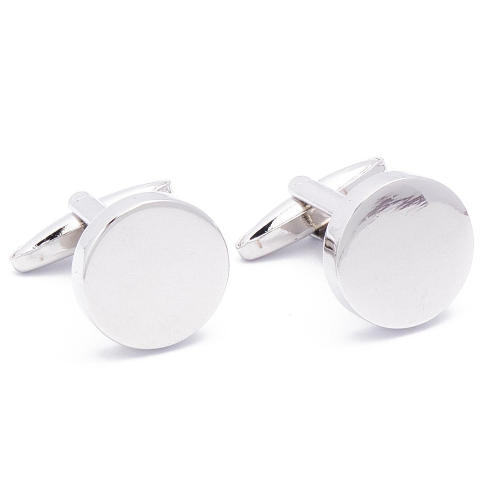 Cufflinks - Round Even Silver