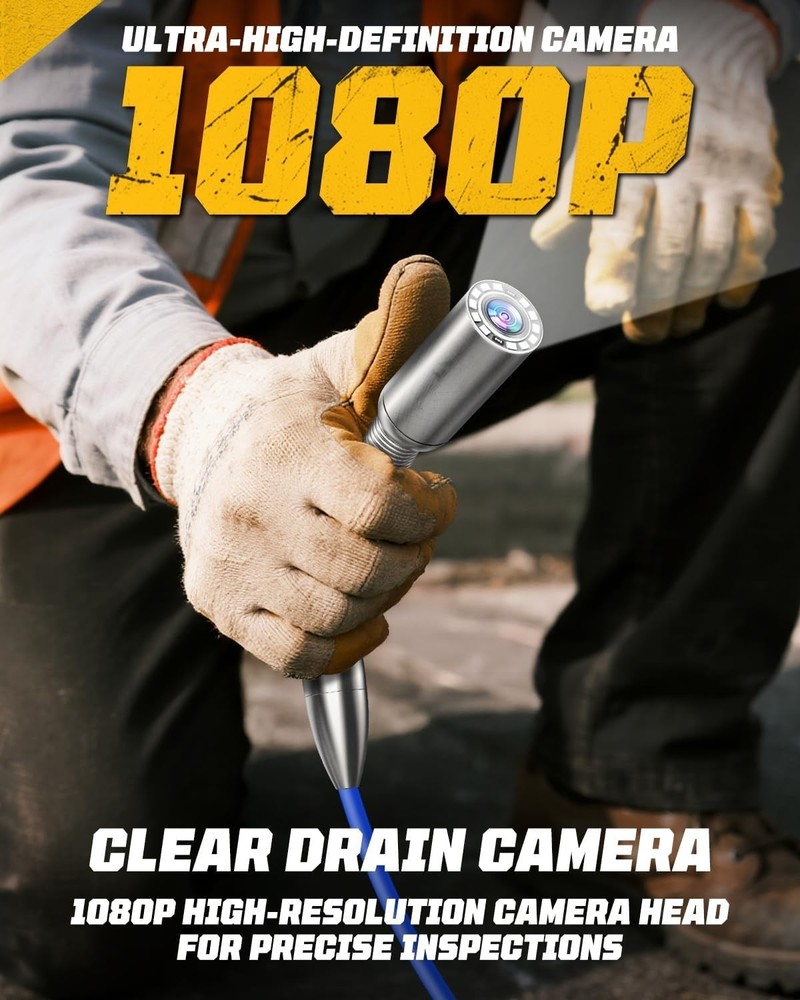 Sewer Camera 9'' IPS Screen 100ft 7mm Cable Drain Pipe Inspection Camera 5100mAh