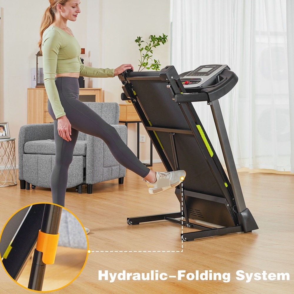 Space Saving Foldable Treadmill With Cup Holder Phone Stand Pulse Sensor For Hom