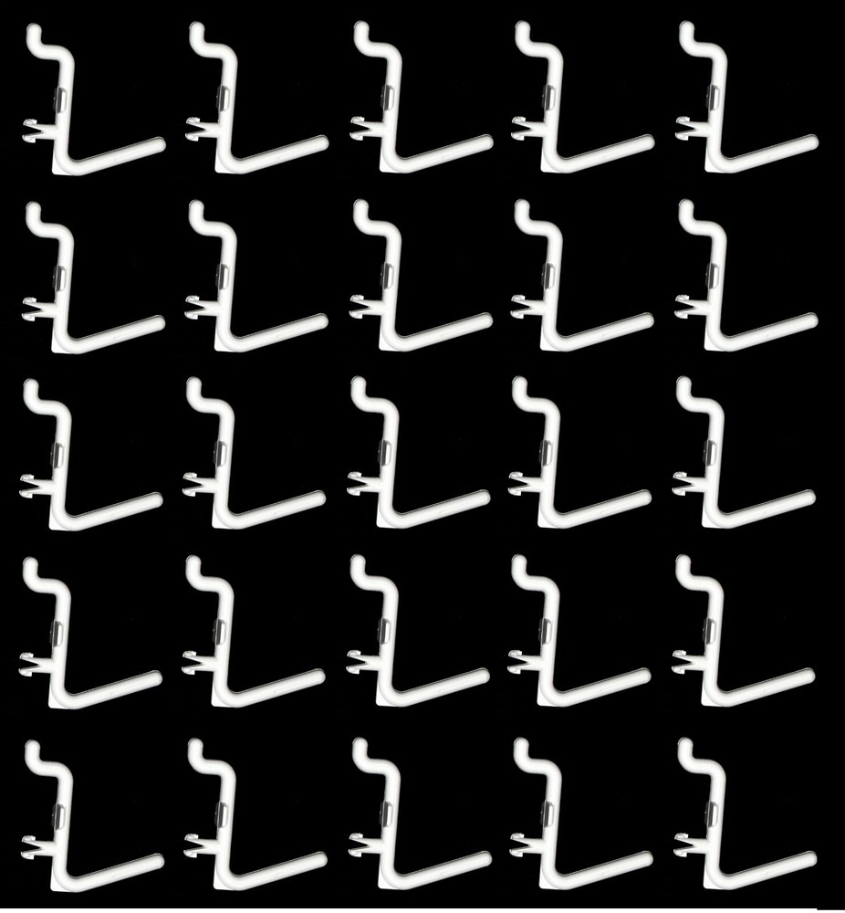 Plastic White L-Style Pegboard Hook Kit, 25-Pack