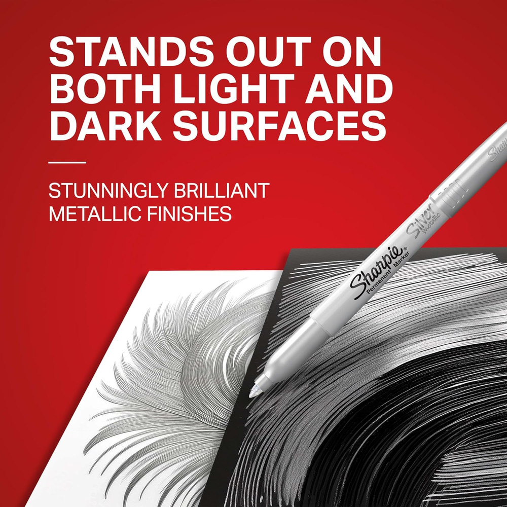 Sharpie Metallic Permanent Markers, Fine Point, Assorted Metallic, 6 Count