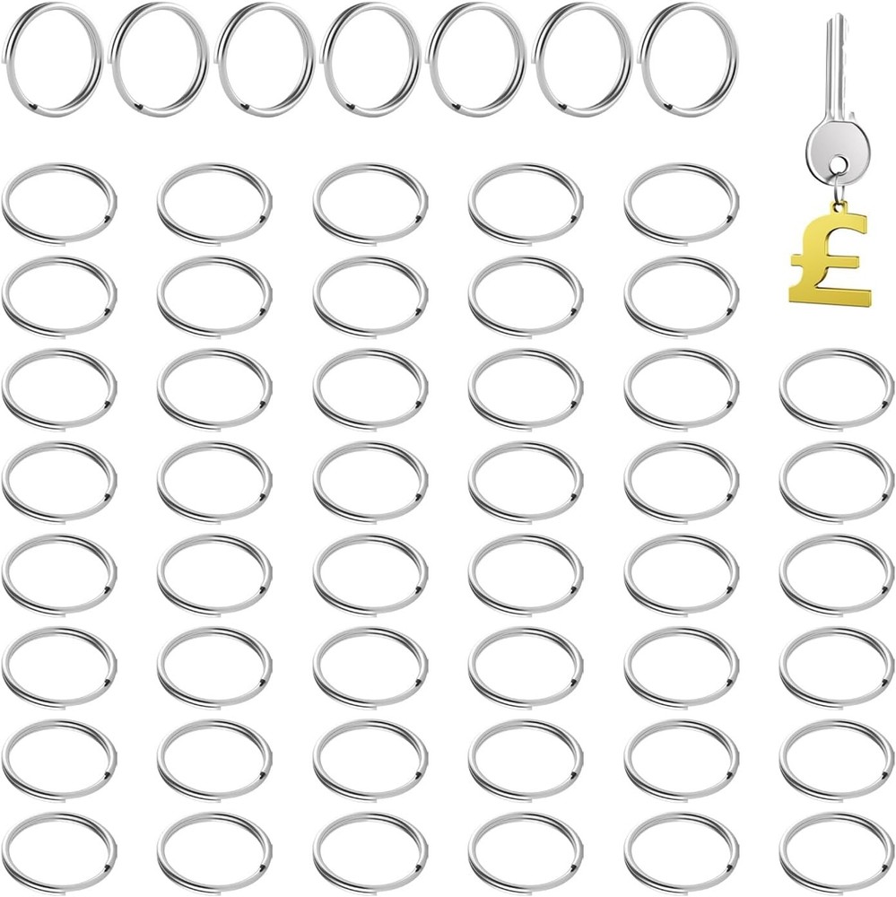 120 Pcs Mini Split Rings, 1/2 Inch Small Key Rings Bulk Stainless Silver