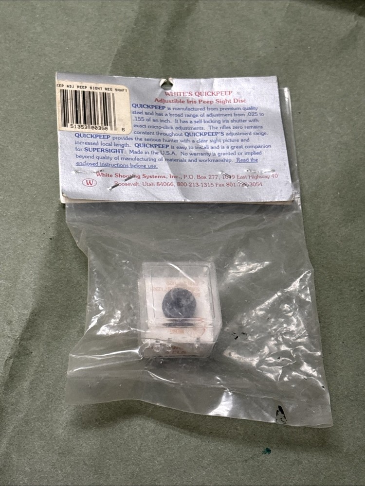 NEW Rare White Quick Peep Sight WHITE MUZZLELOADER Hard to find