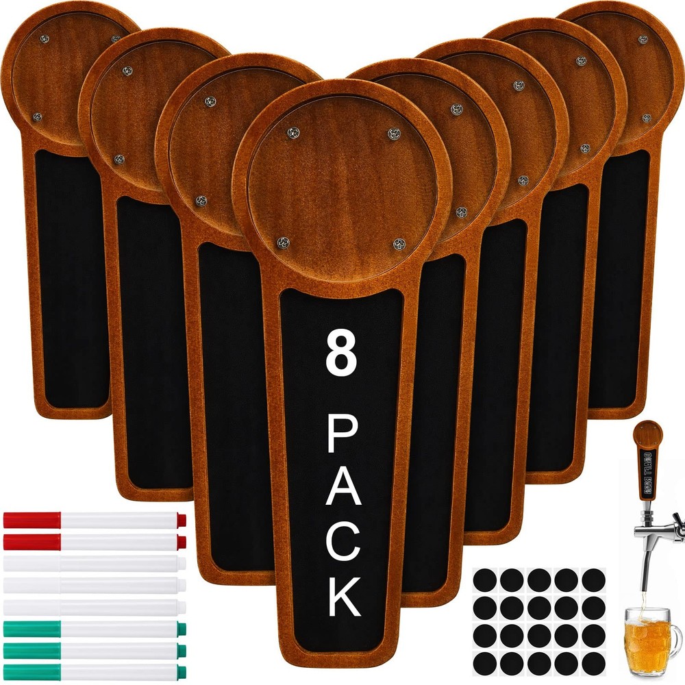 Marsui 8 Pack Wooden Chalkboard Beer Tap Handle Keg Tap Handle for Kegerator ...