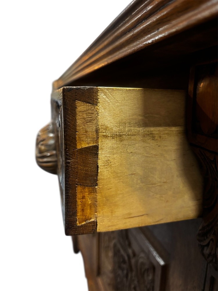 Vintage Carved Oak Sideboard Server Bar Cabinet