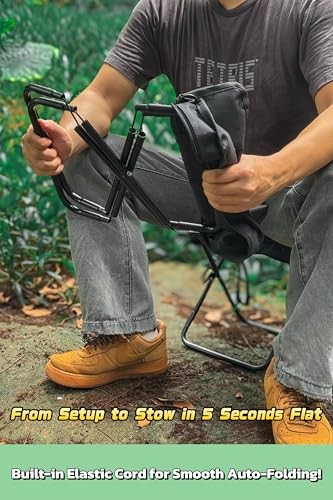 Compact Foldable Stool with Shoulder Strap, Heavy Duty 350lbs Support,