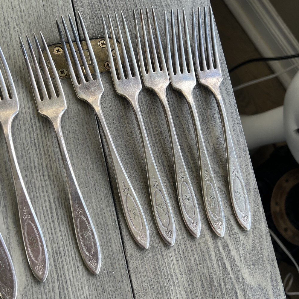 14 Pieces Vintage Oneida Community Plate Silverware SPOONS 'ADAM' Pattern K