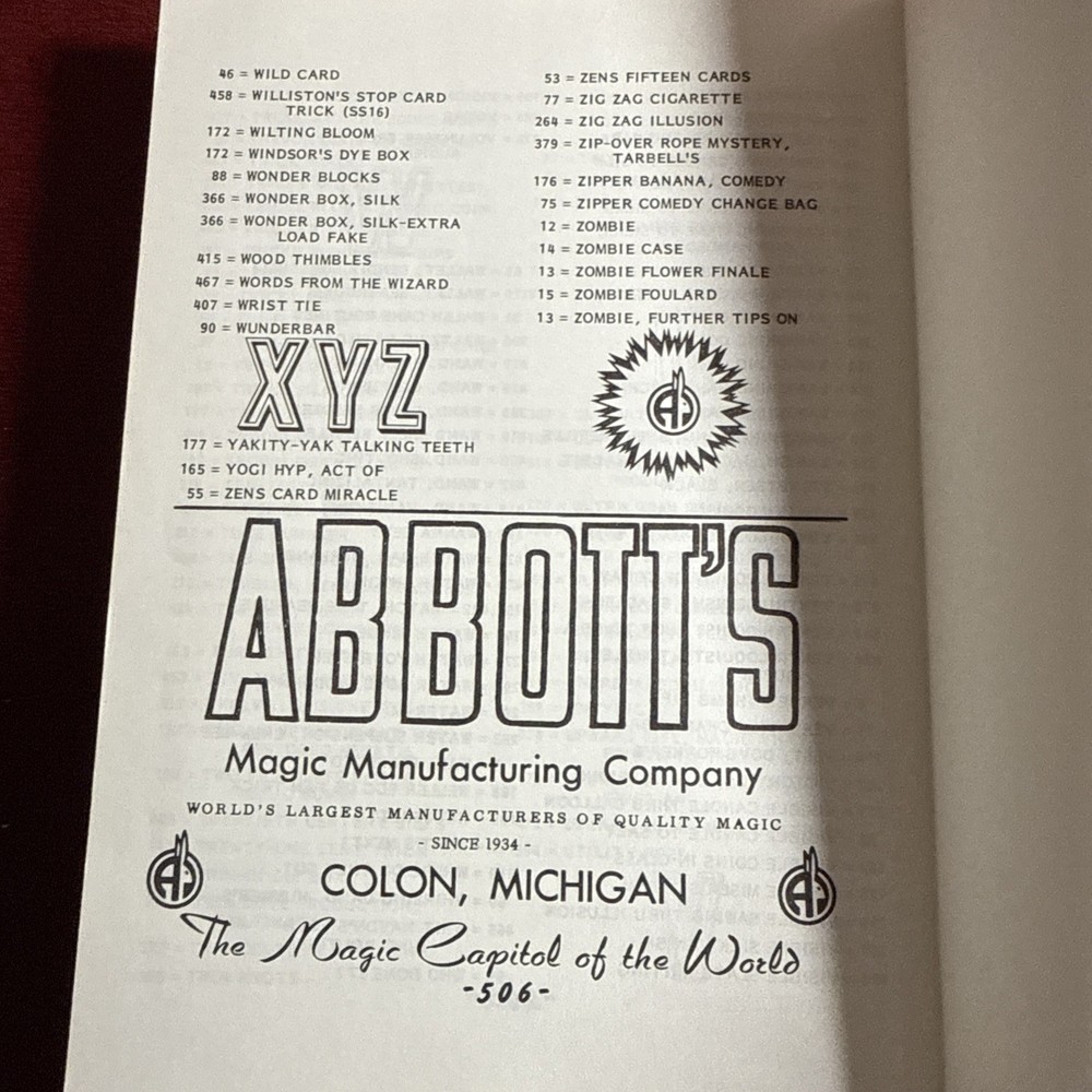 Abbott’s Magic Manufacturing Catalog Of Magic #23 VNTG 1987 Magic Reference