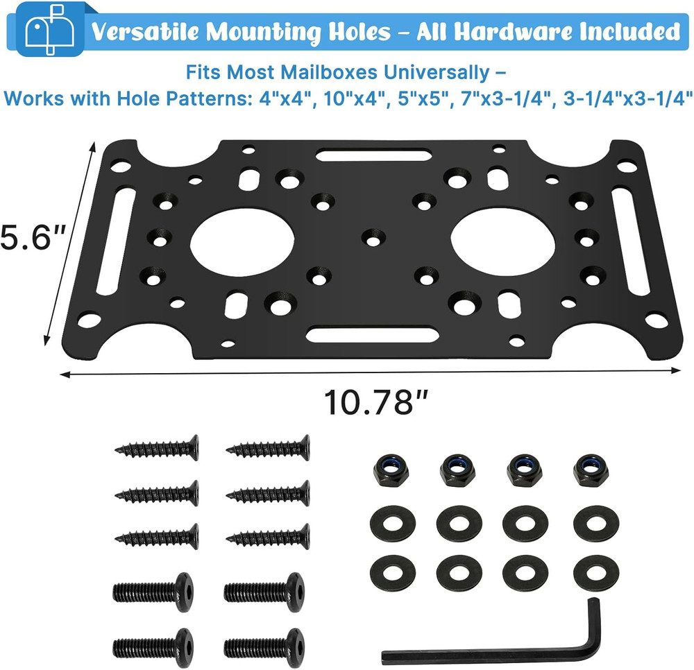 Mailbox Post Mount Bracket, Plate for Mounting Board Mailboxes & Accessories, Co