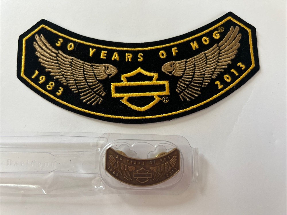 2013 HOG Harley Davidson Owners Group Member Rocker Patch and Pin Set