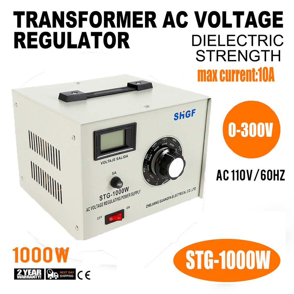 Single Phase STG-1000W Variac Transformer Variable AC Voltage Regulator 0-300V