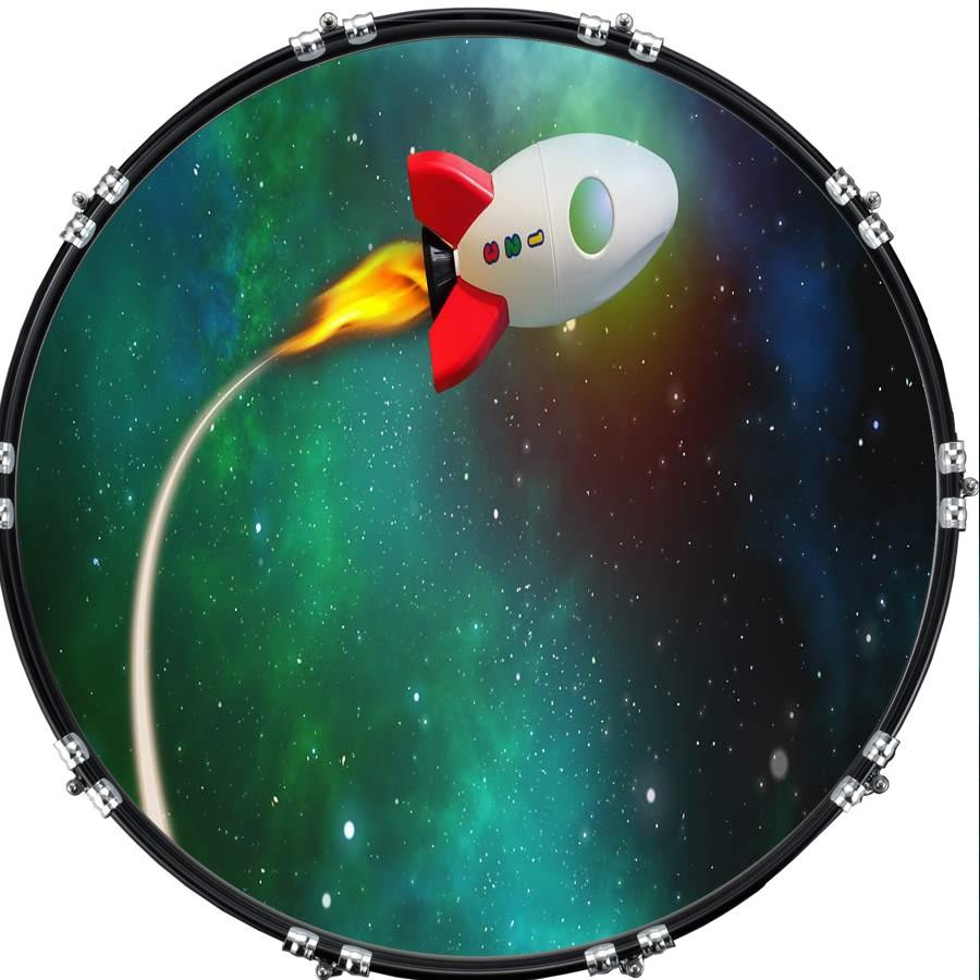 20" Custom Bass Kick Drum Front Head Graphical Graphic Rocket 1