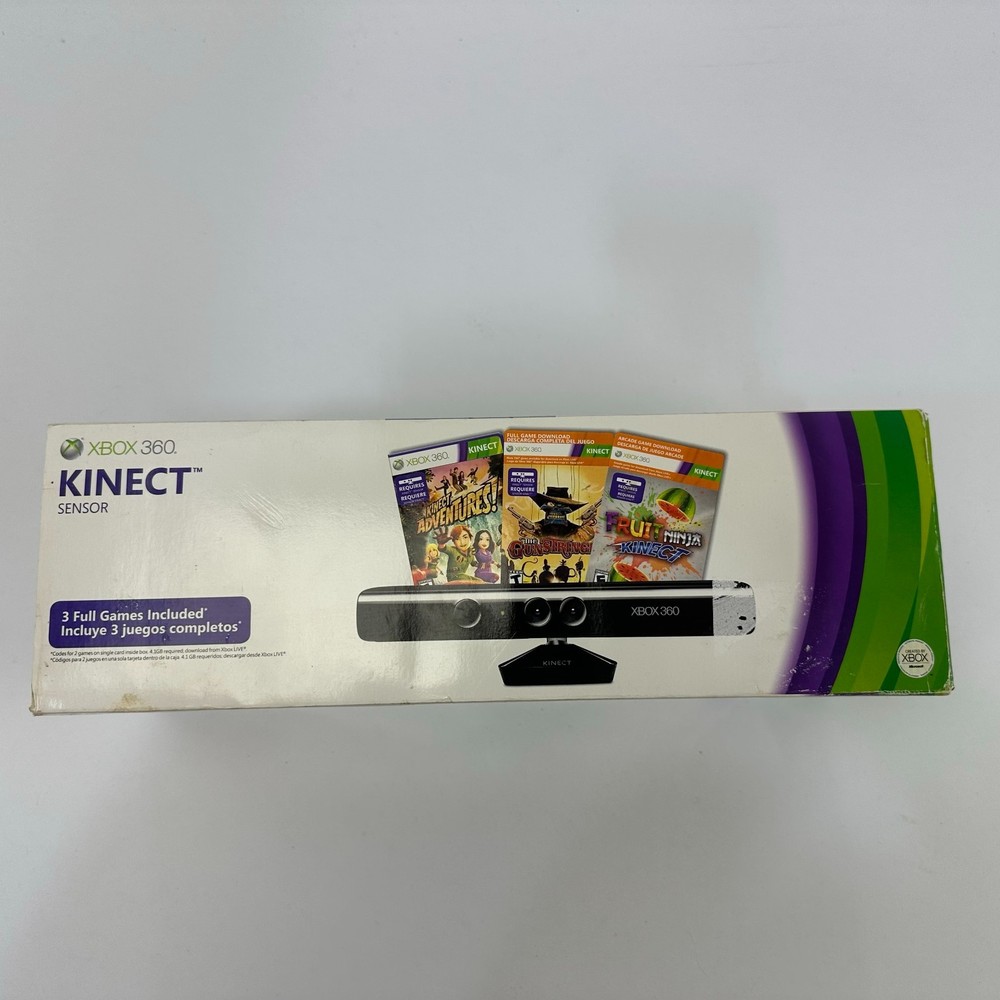 Brand New Sealed Xbox 360 Kinect Sensor w/ Gunstringer & Fruit Ninja Bundle