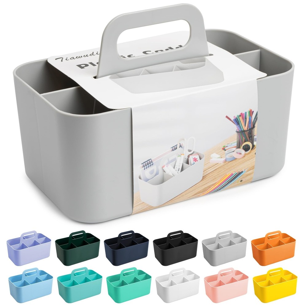 Tiawudi Multipurpose Caddy Organizer, Plastic Caddy with Handle, Stackable De...
