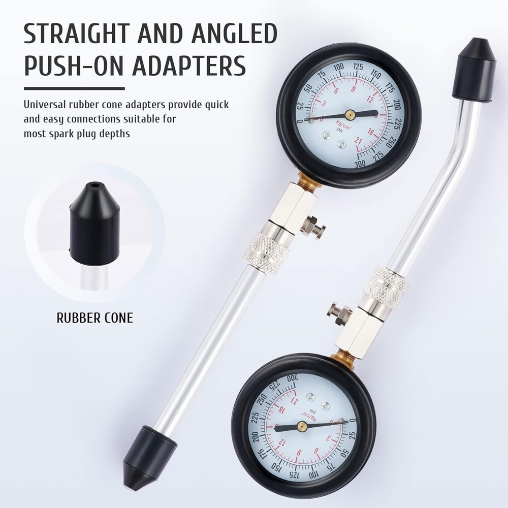 Small Engine Cylinder Compression Gauge Tester Kit Gas Diagnostic Tester Set