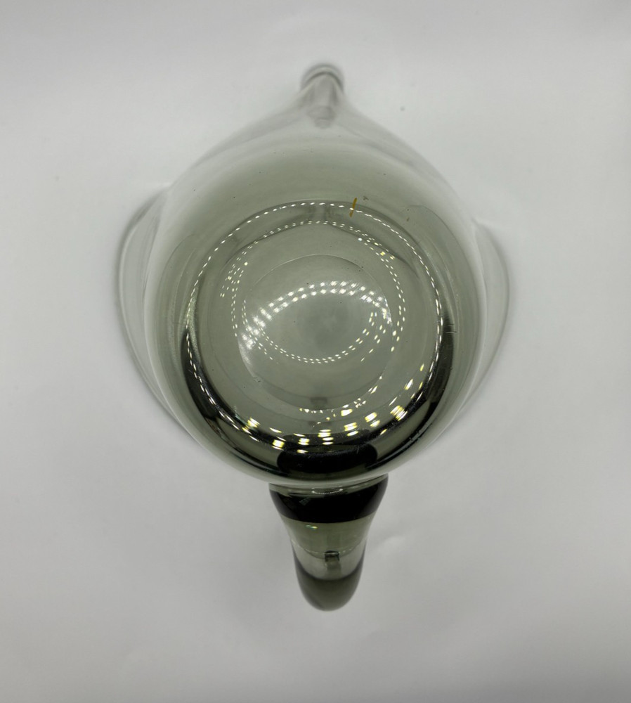 Glass Pitcher Hand Blown Smoke Artisan Made Gray