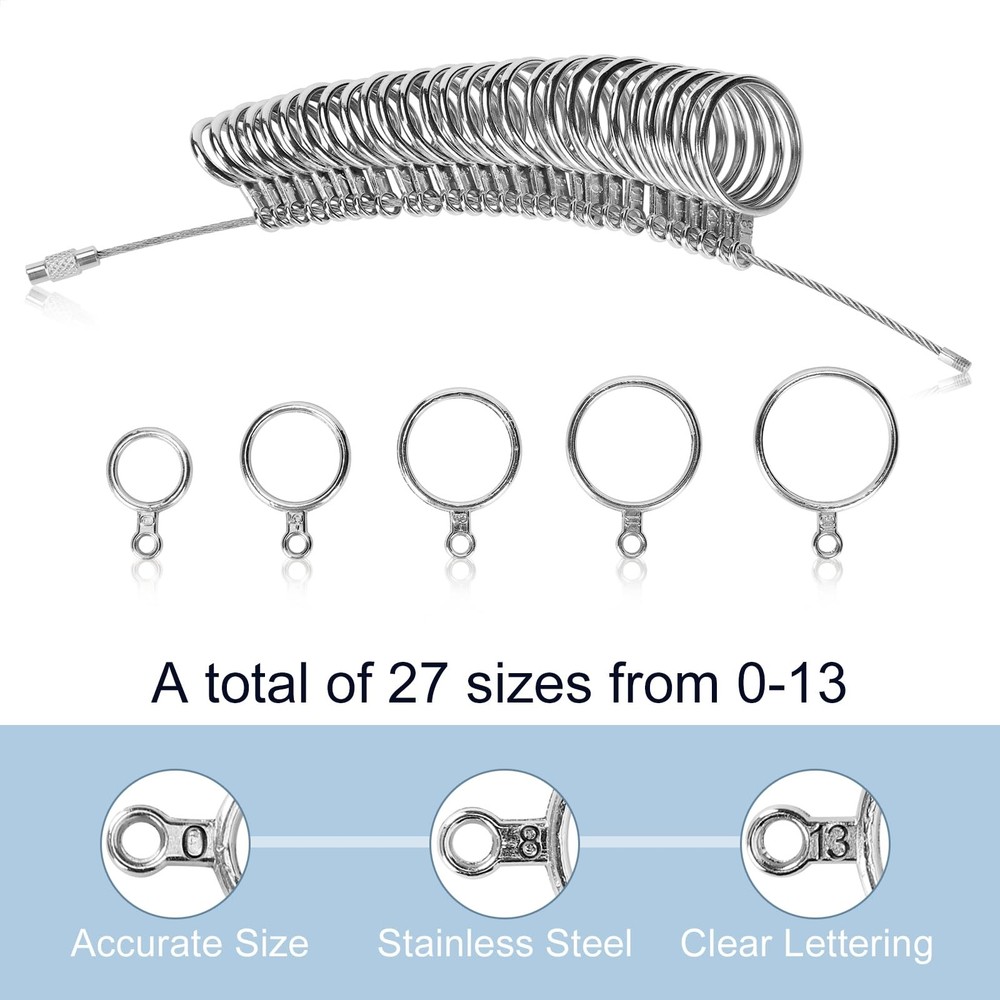 Ring Sizer Measuring Tool Kit, Mandrel Measurer, 27 PCS Metal 4PCS
