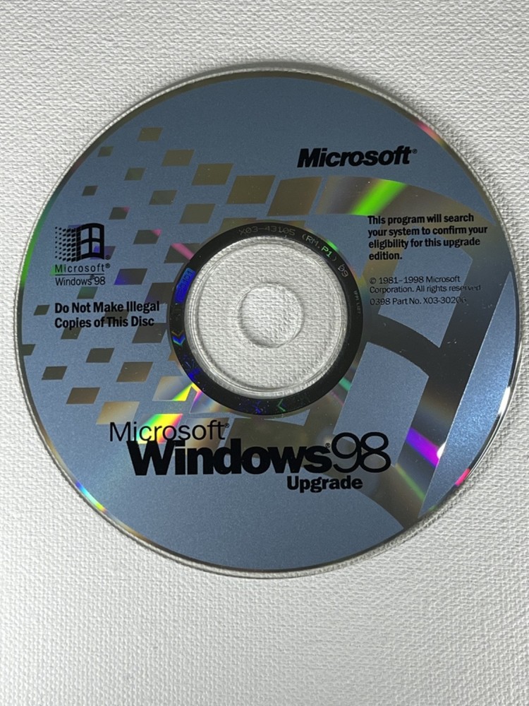 Microsoft Windows 98 Upgrade Big Box: CD, Key Code, Book, Ad inserts